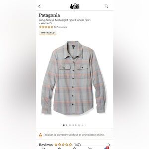Patagonia Women's Fjord Flannel Shirt. Size Large. Like new. Perfect condition.